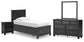 Lanolee Twin Panel Storage Bed, Dresser, Mirror and Nightstand