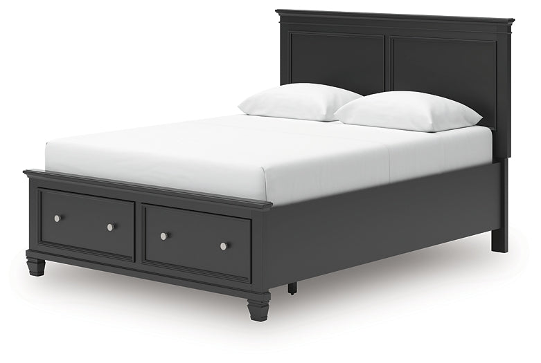 Lanolee Queen Panel Storage Bed, Dresser, Mirror and Nightstand