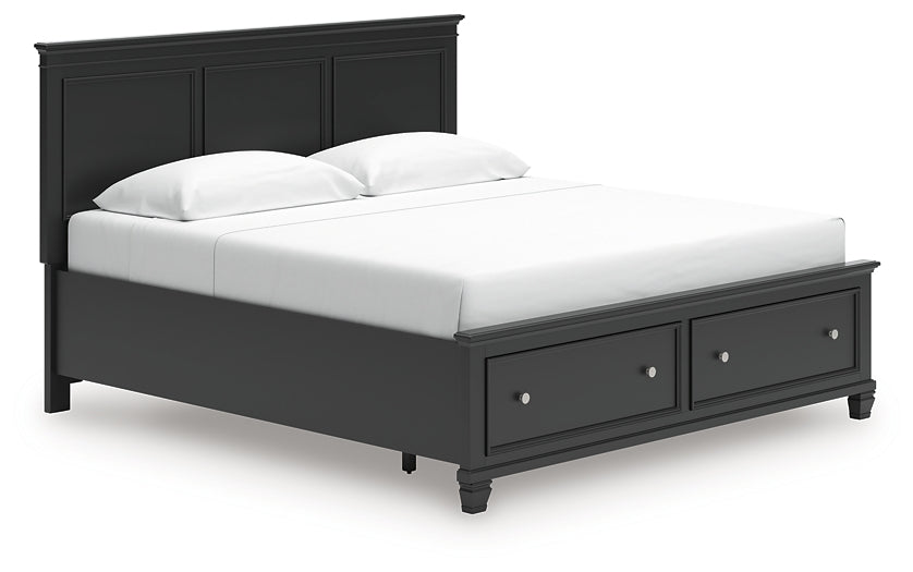 Lanolee King Panel Storage Bed, Dresser, Mirror and Nightstand