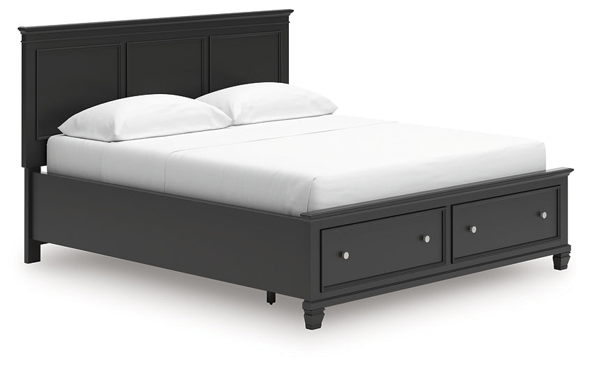 Lanolee California King Panel Storage Bed, Dresser, Mirror and Nightstand