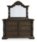 Maylee California King Canopy Bed, Dresser, Mirror and Nightstand