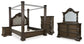 Maylee California King Canopy Bed, Dresser, Mirror, Chest and Nightstand