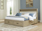 Calmoro King Bookcase Bed with Mirrored Dresser and Nightstand