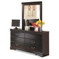 Huey Vineyard Queen Sleigh Headboard Bed with Mirrored Dresser, Chest and Nightstand