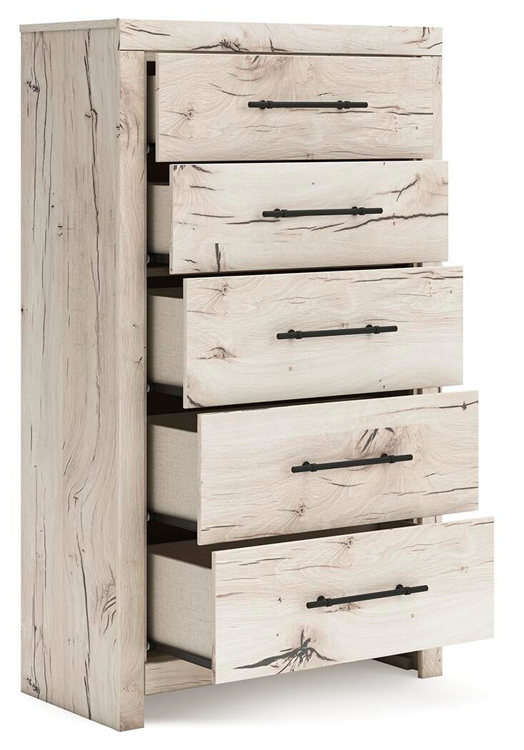 Lawroy Twin Panel Bed with Storage, Dresser, Mirror, Chest and Nightstand