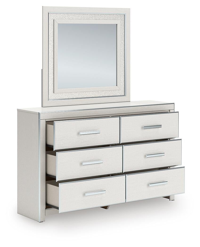 Birmonton Queen Upholstered Panel Bed, Dresser and Mirror