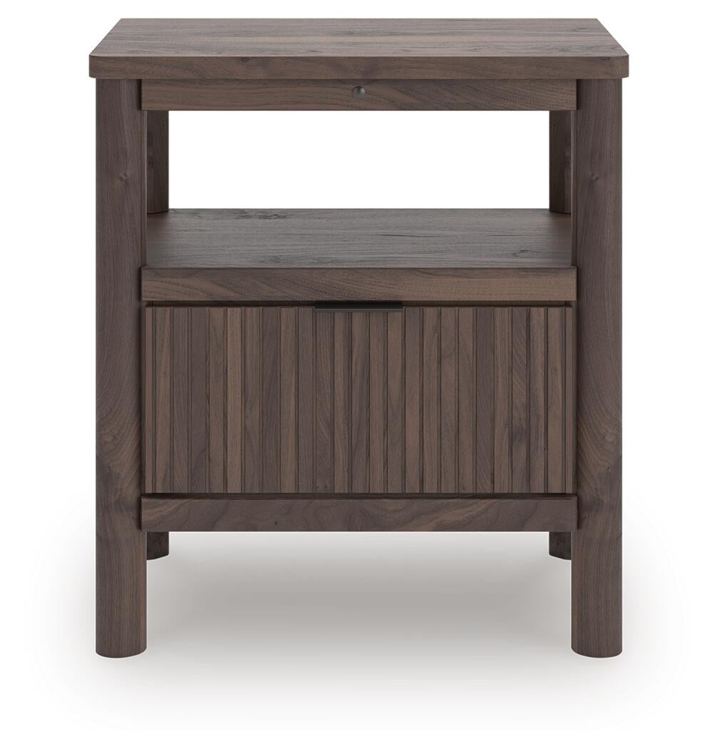 Pamytta Queen Upholstered Panel Bed, Dresser, Mirror, Chest and Nightstand