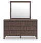 Pamytta Full Upholstered Panel Bed, Dresser, Mirror and Nightstand