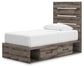 Urbanoore Twin Panel Bed with Storage, Dresser and Mirror