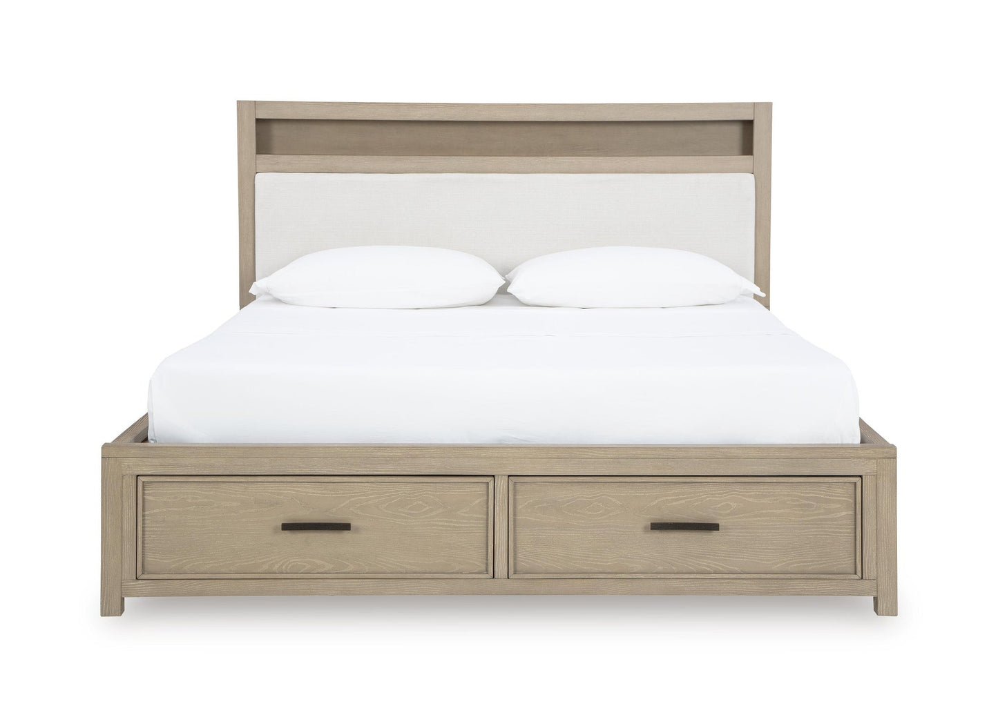 Calmoro Queen Bookcase Bed with Mirrored Dresser