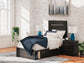 Delmorta Twin Panel Bed with Storage, Dresser, Mirror, Chest and Nightstand
